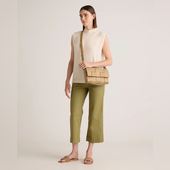 Quince Italian Leather Handwoven Flap Crossbody Bags in Golden Tan - Picture 2 of 12